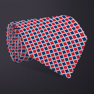 Patchwork Dominican Republic Flag Pattern Tie