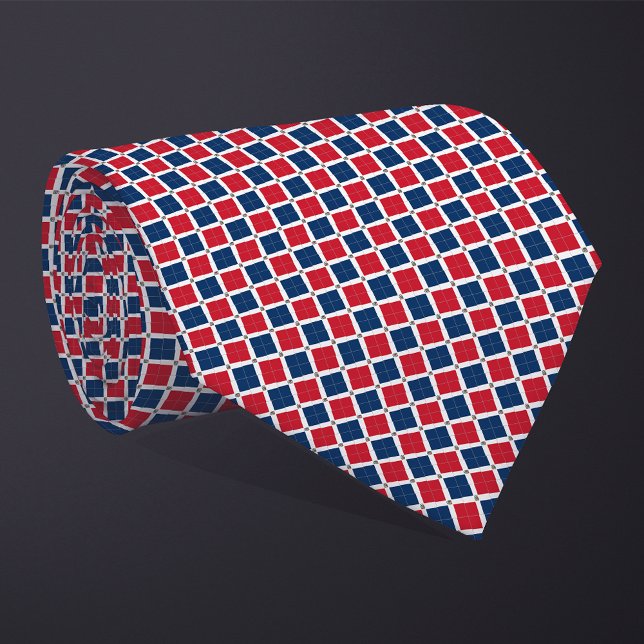 Patchwork Dominican Republic Flag Pattern  Tie (Creator Uploaded)