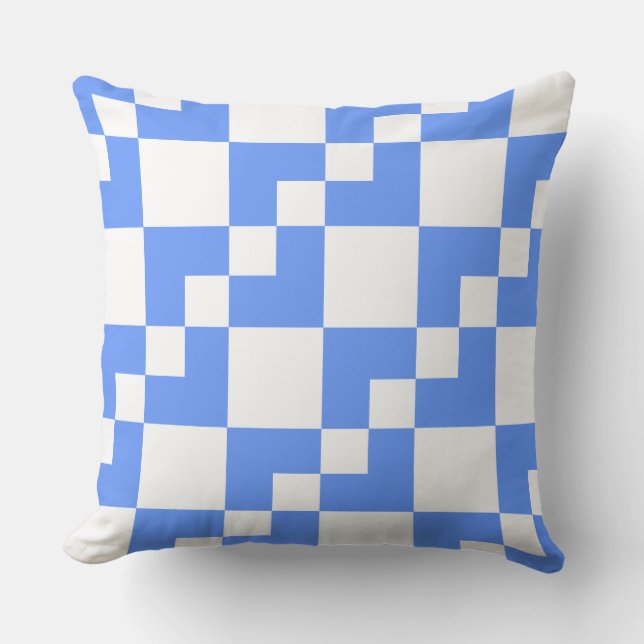 Patchwork Domino - Baby Blue and White Cushion (Front)