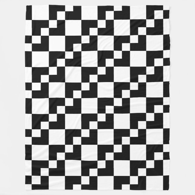Patchwork Domino - Black and White Fleece Blanket (Front)