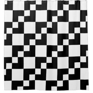 Patchwork Domino - Black and White Shower Curtain