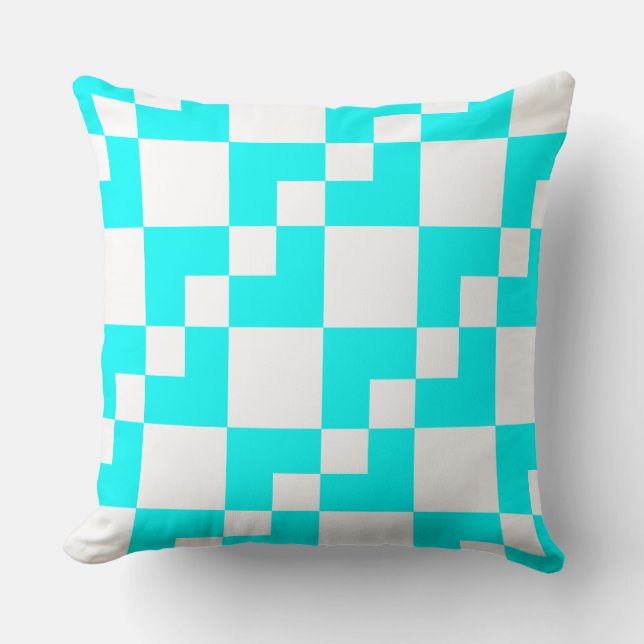 Patchwork Domino - Cyan and White Cushion (Front)