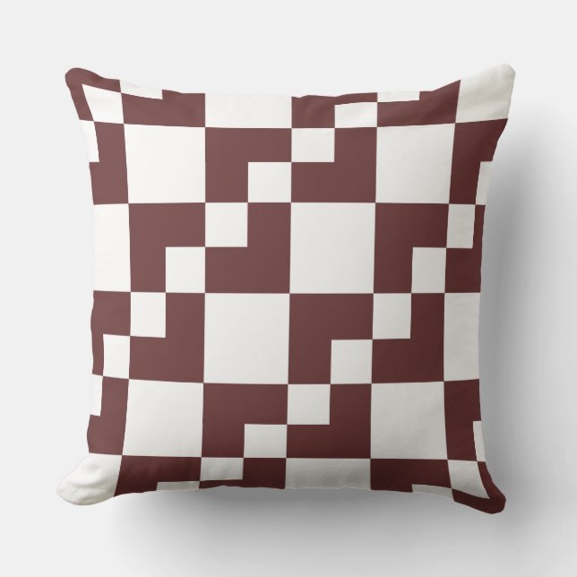 Patchwork Domino - Dark Brown and White Cushion (Front)