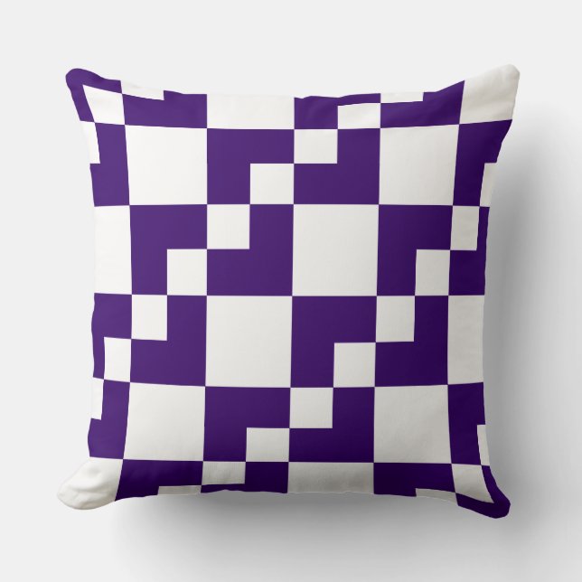 Patchwork Domino - Deep Purple and White Cushion (Front)