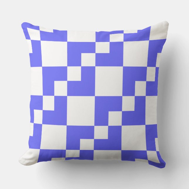 Patchwork Domino - Electric Blue and White Cushion (Front)