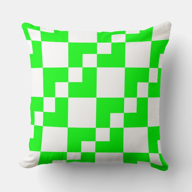 Patchwork Domino - Green and White Cushion (Front)