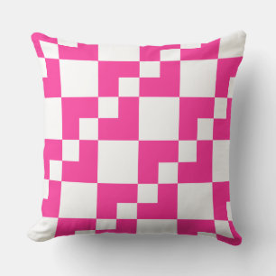 Patchwork Domino - Hot Pink and White Cushion