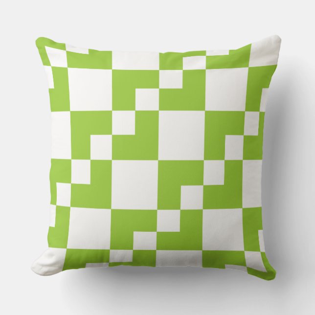 Patchwork Domino - Martian Green and White Cushion (Front)