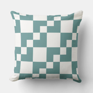 Patchwork Domino - Ocean Green and White Cushion