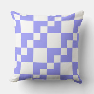 Patchwork Domino - Pastel Blue and White Cushion