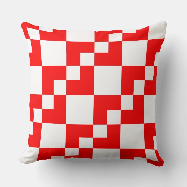 Patchwork Domino - Red and White Cushion (Front)