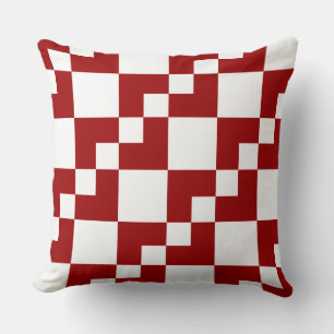 Patchwork Domino - Ruby Red and White Cushion