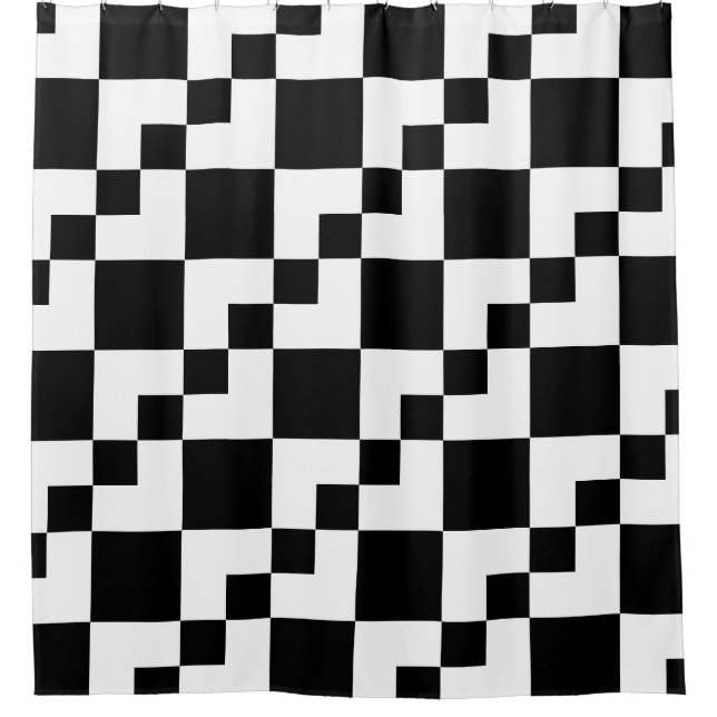 Patchwork Domino - White and Black Shower Curtain (Front)