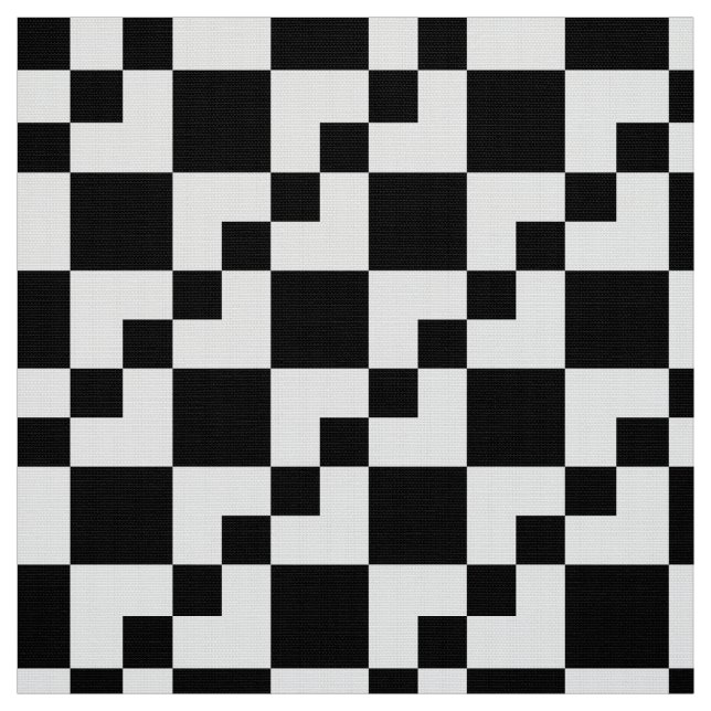 Patchwork Domino - White on Black Fabric (Swatch)