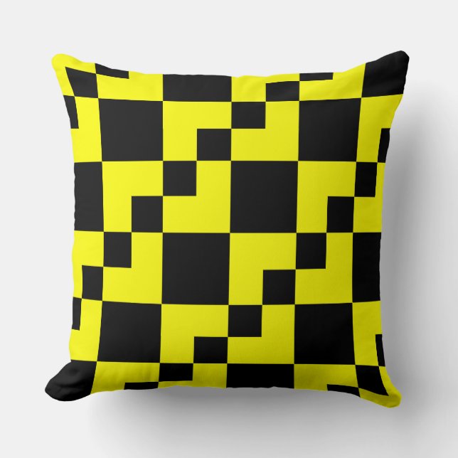 Patchwork Domino - Yellow and Black Cushion (Front)