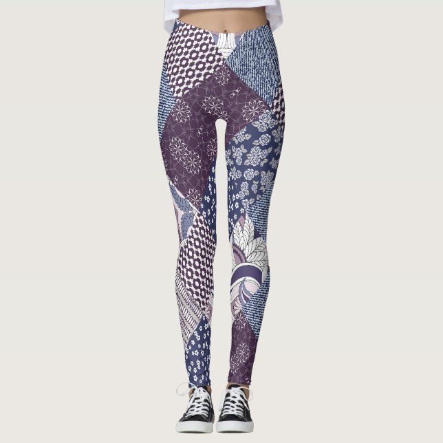 Patchwork Doodle: Vintage Boho Seamless. Leggings (Front)