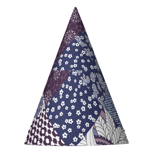 Patchwork Doodle: Vintage Boho Seamless. Party Hat (Front)