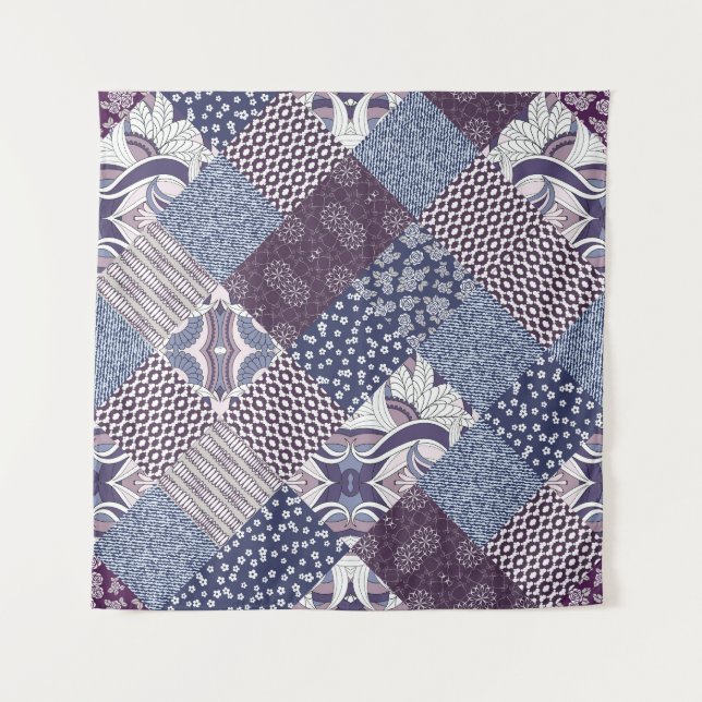 Patchwork Doodle: Vintage Boho Seamless. Tapestry (Front)