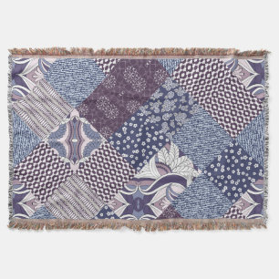 Patchwork Doodle: Vintage Boho Seamless. Throw Blanket