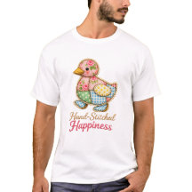 Patchwork Duck Embroidered T‑Shirt – “Hand‑Stitche