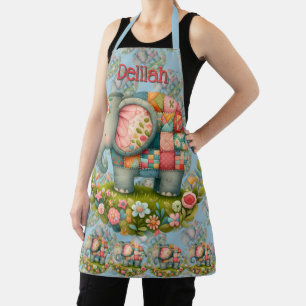 Patchwork Elephant Floral Meadow Charm Apron