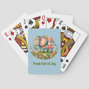 Patchwork Elephant Floral Meadow Charm Playing Cards