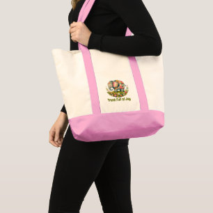 Patchwork Elephant Floral Meadow Charm Tote Bag