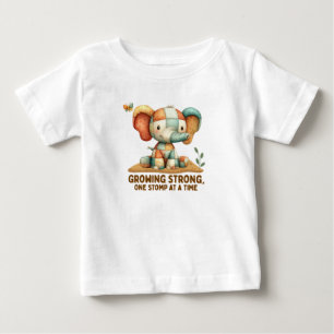 Patchwork Elephant “Growing Strong”   Baby T-Shirt