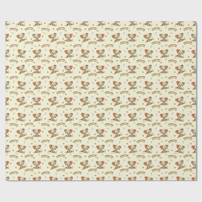 Patchwork Elephant “Growing Strong Wrapping Paper (Flat)