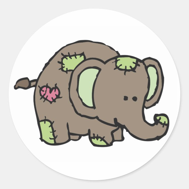 Patchwork Elephant Stickers - Green & Brown (Front)