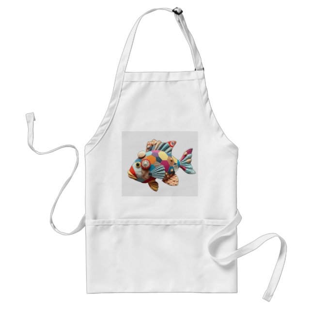 Patchwork Fabric Fish with Shells Standard Apron (Front)