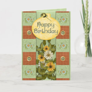 Patchwork Floral Birthday Card
