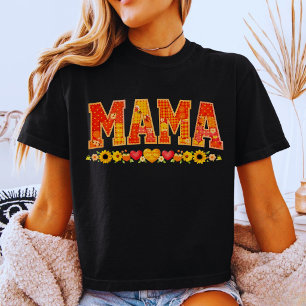 Patchwork Floral Mama Faux Embroidered Varsity T-Shirt