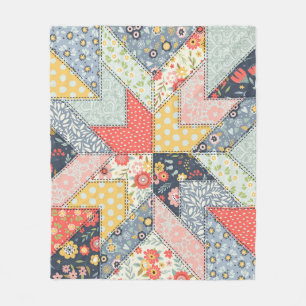 Patchwork Floral: Vintage Ornament Fleece Blanket