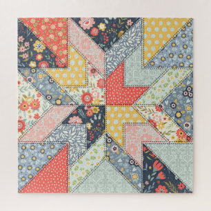 Patchwork Floral: Vintage Ornament Jigsaw Puzzle