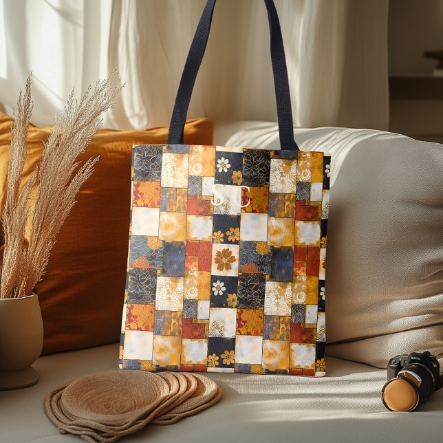 Patchwork Floral with Japanese and Modern textures Tote Bag (Creator Uploaded)