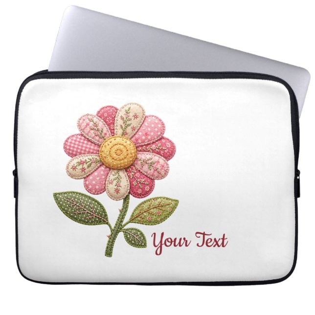 Patchwork flower in country style laptop sleeve (Front)