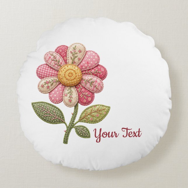 Patchwork Flower in Country Style Round Cushion (Front)