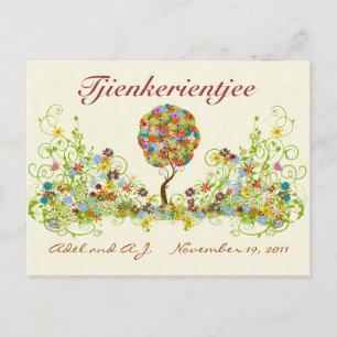 Patchwork Flower Love Tree Thank You Post Card