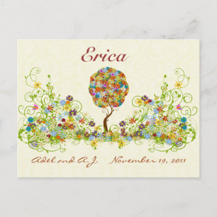 Patchwork Flower Love Tree Thank You Post Card