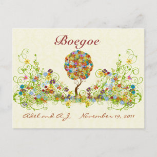 Patchwork Flower Love Tree Thank You Post Card