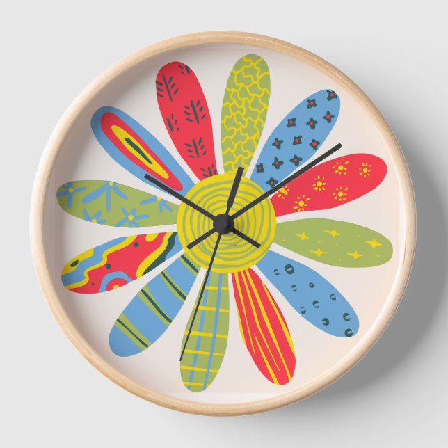 Patchwork Flower Wall Clock (Front)