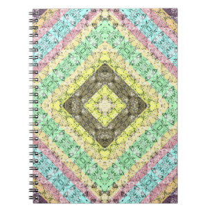 Patchwork folk retro ornamental decor yellow brigh notebook
