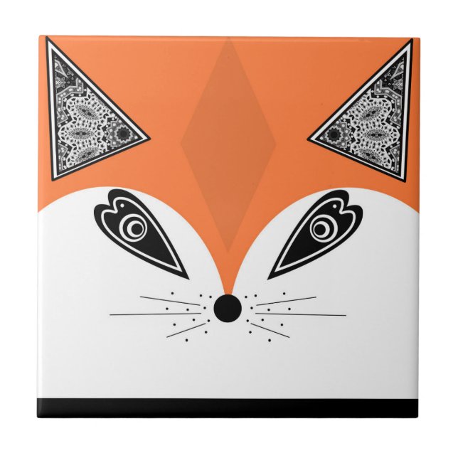 Patchwork Fox, applique Fox, Fox Ceramic Tile (Front)