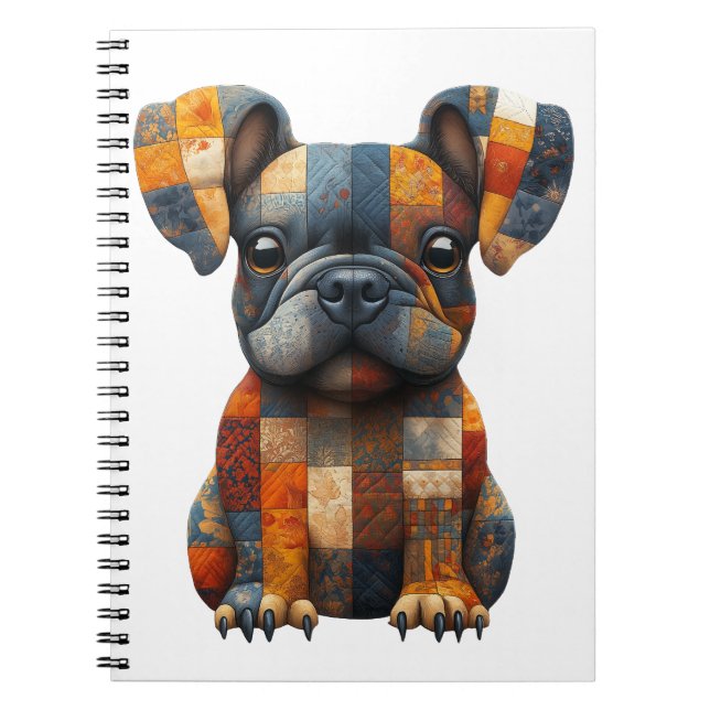 Patchwork French Bulldog Notebook (Front)