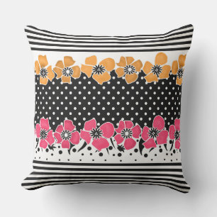 Patchwork from different strips of fabric cushion