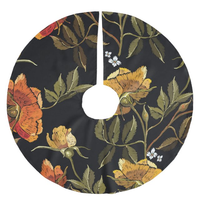 Patchwork Gentle: Hand Drawing Design Brushed Polyester Tree Skirt (Front)