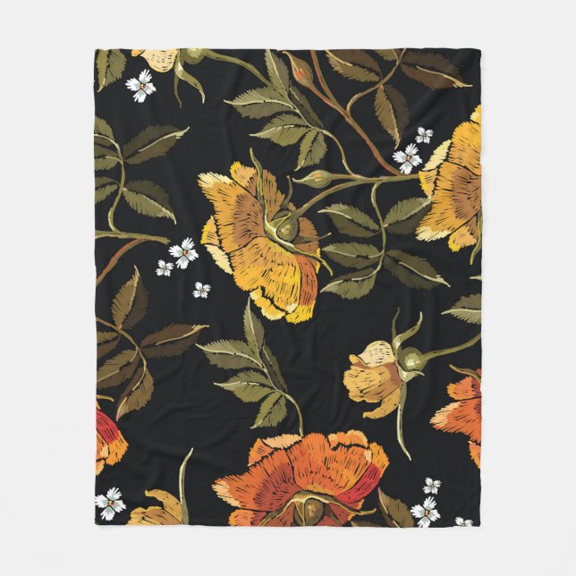 Patchwork Gentle: Hand Drawing Design Fleece Blanket (Front)