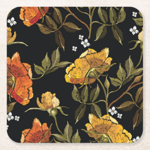 Patchwork Gentle: Hand Drawing Design Square Paper Coaster