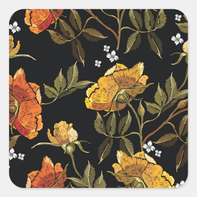 Patchwork Gentle: Hand Drawing Design Square Sticker (Front)